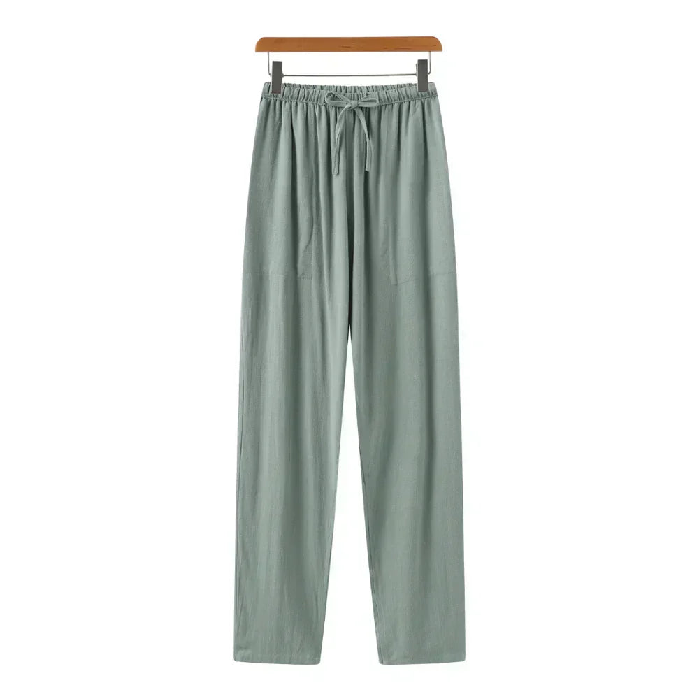 Pantalones ajustados de lino