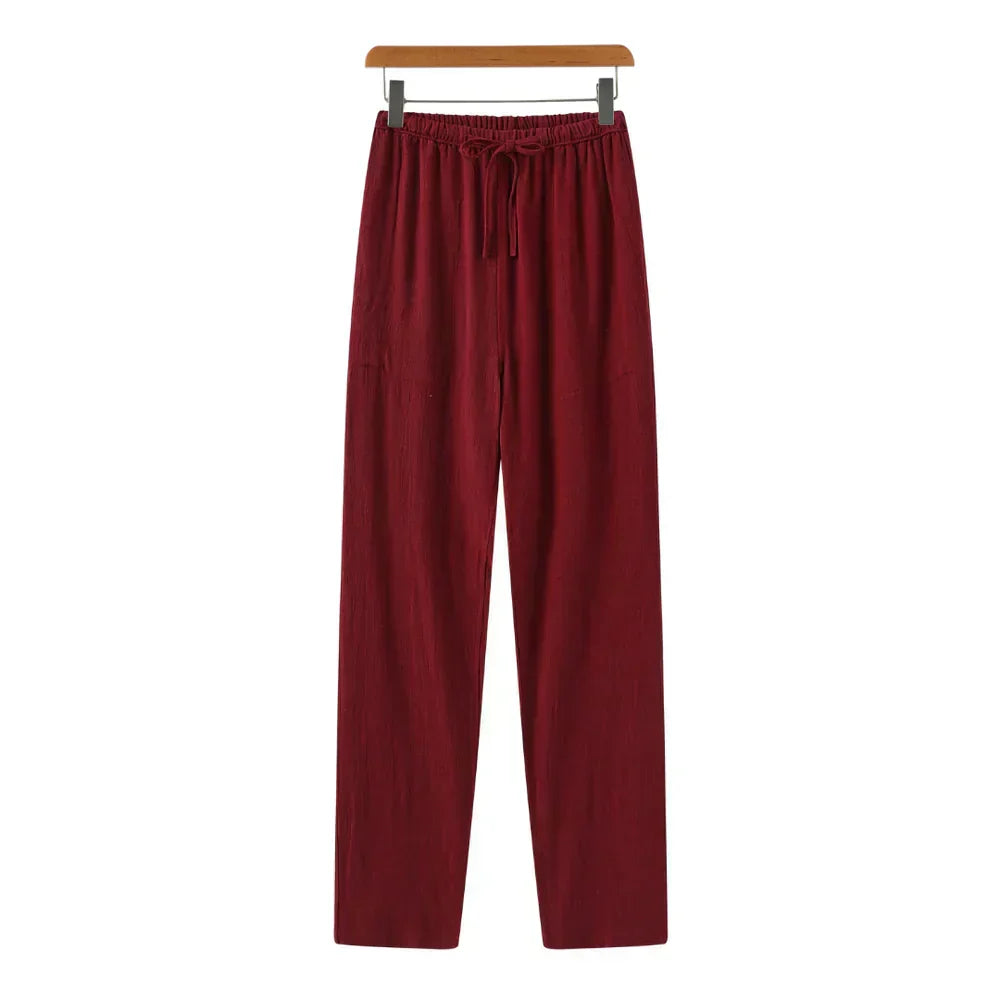 Pantalones ajustados de lino