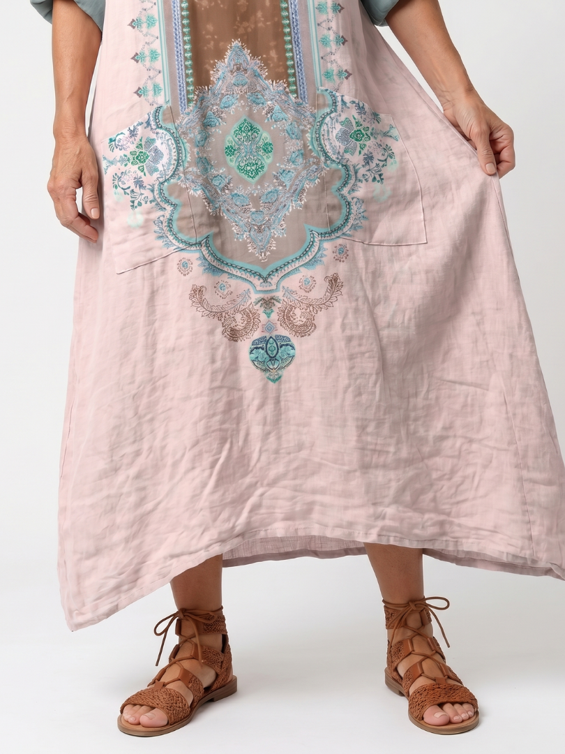 Gemma | Vestido midi bordados con bolsillos