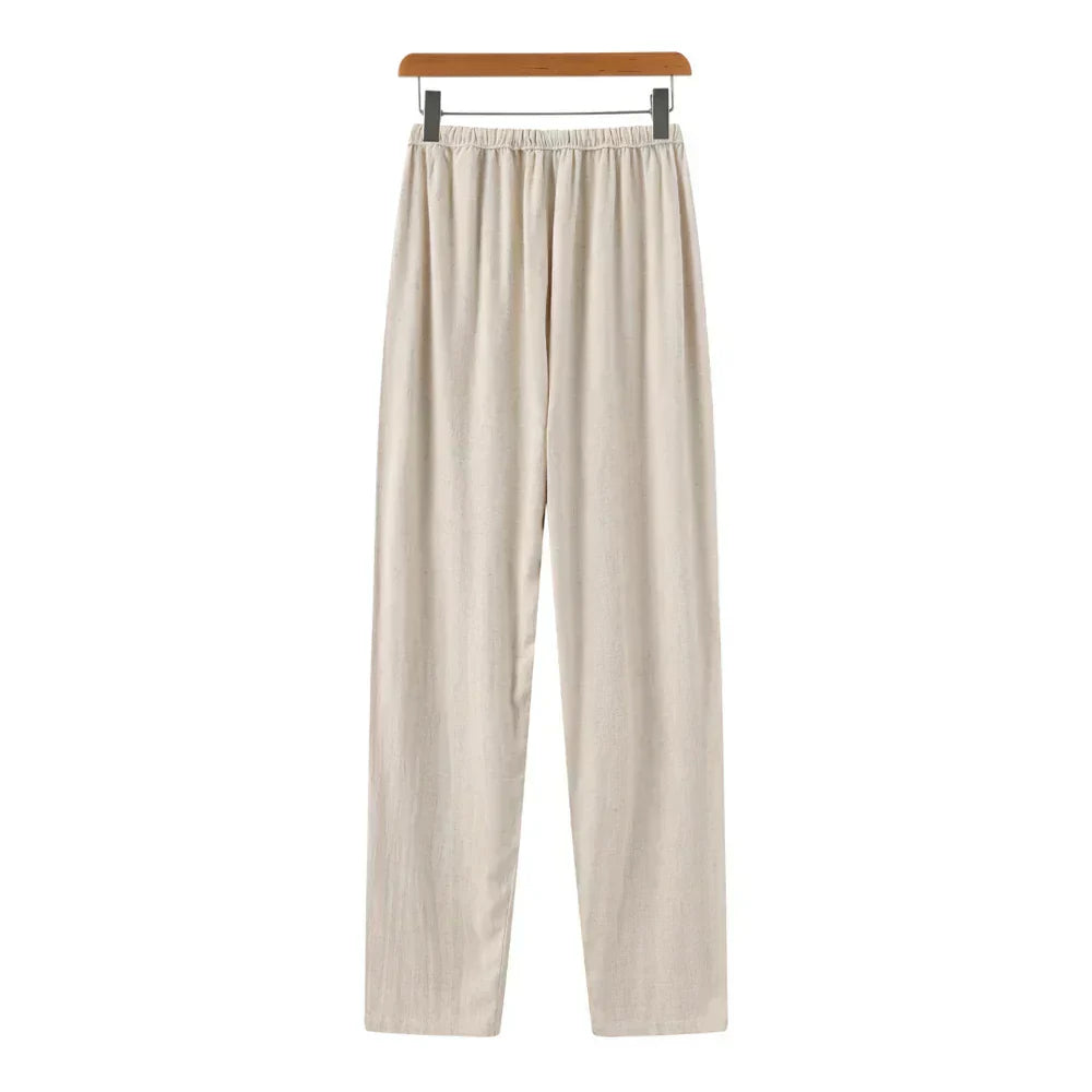 Pantalones ajustados de lino