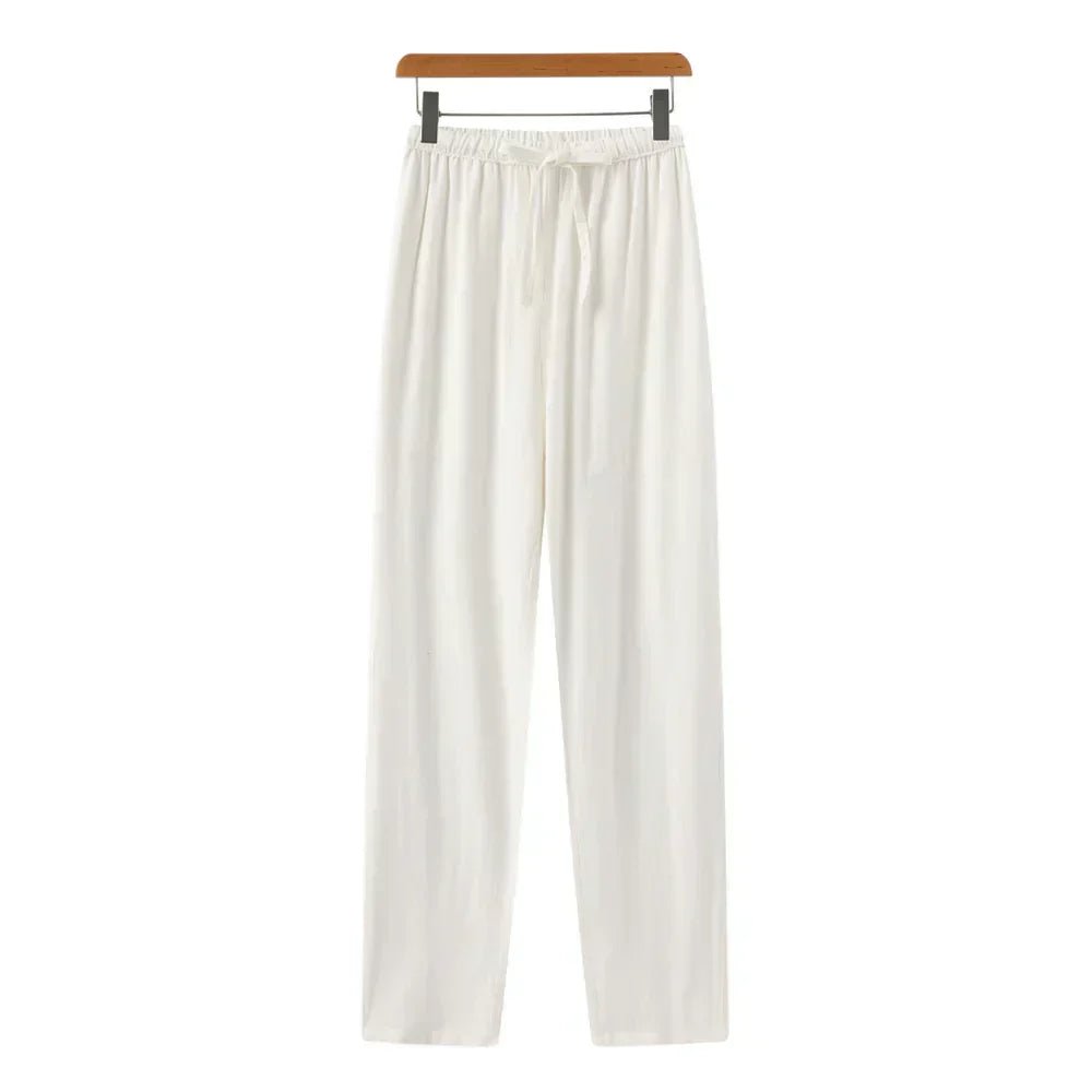 Pantalones ajustados de lino