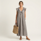 Mafalda | Vestido maxi con volante y escote en V