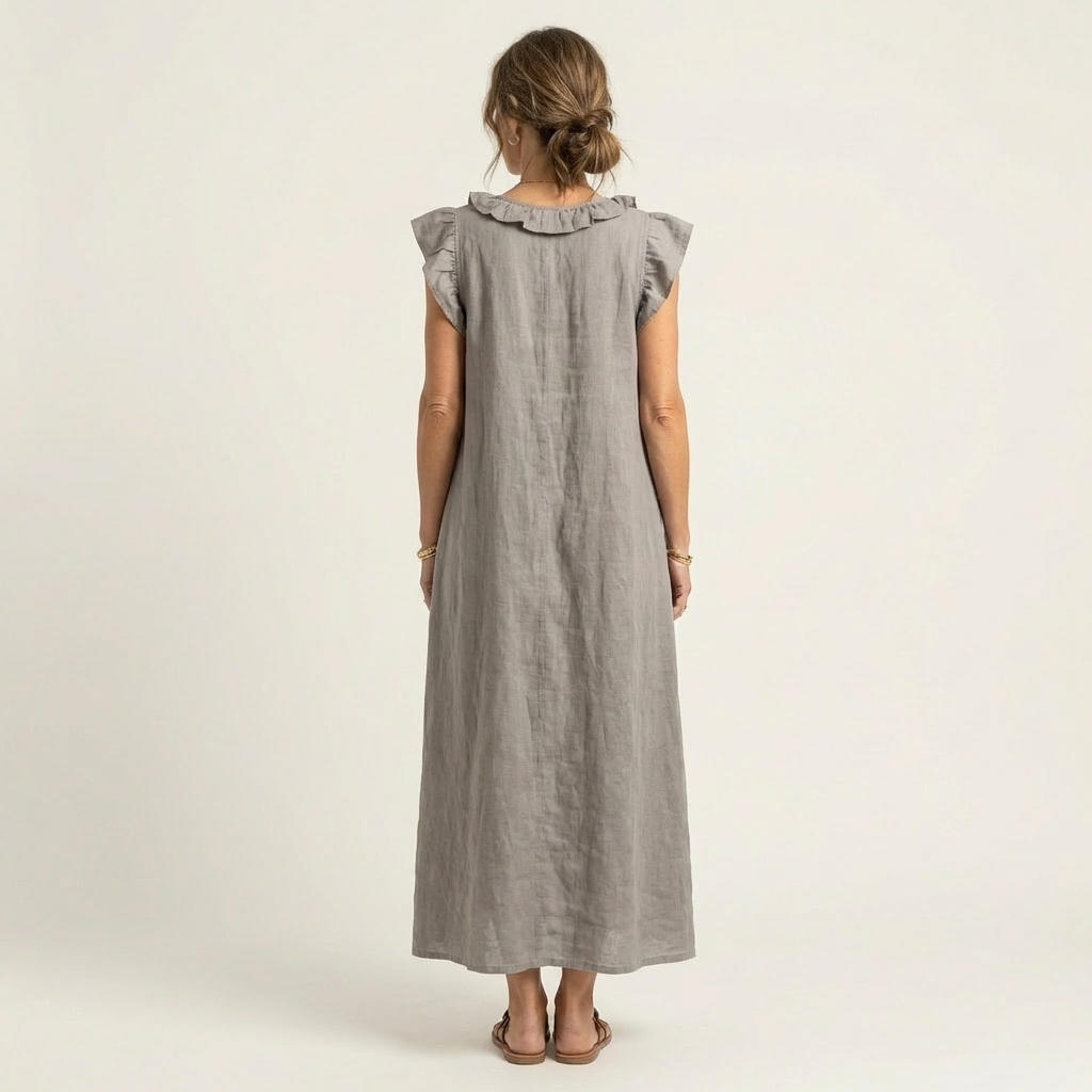 Mafalda | Vestido maxi con volante y escote en V