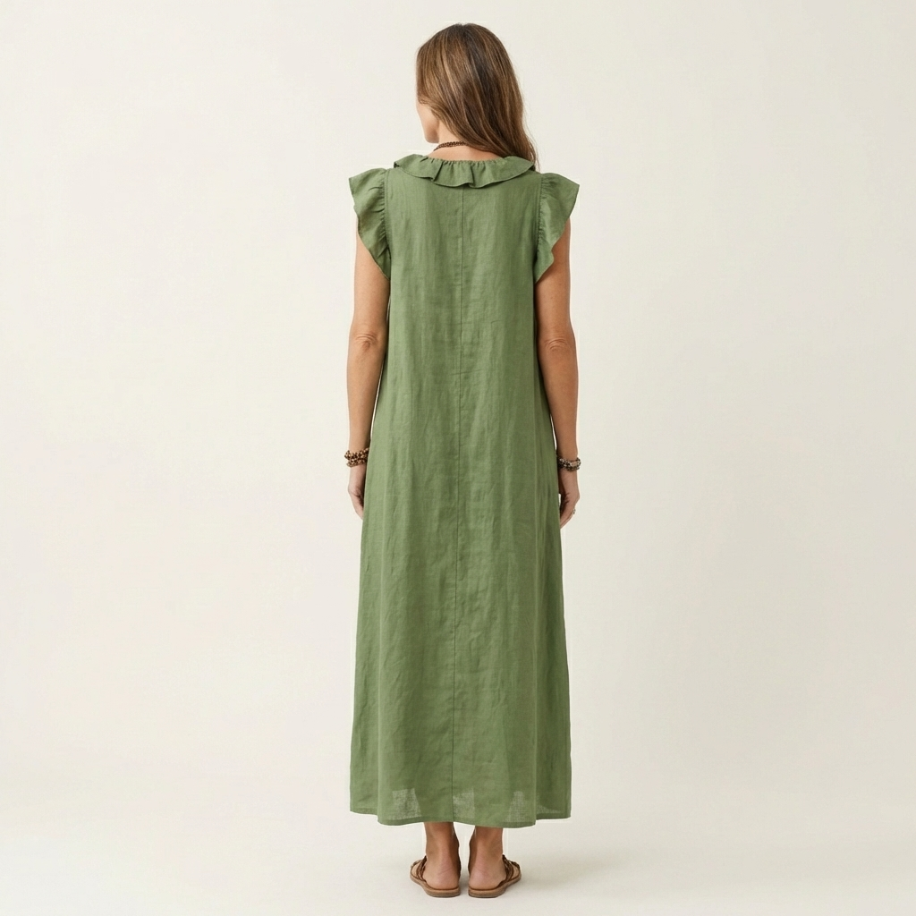 Mafalda | Vestido maxi con volante y escote en V