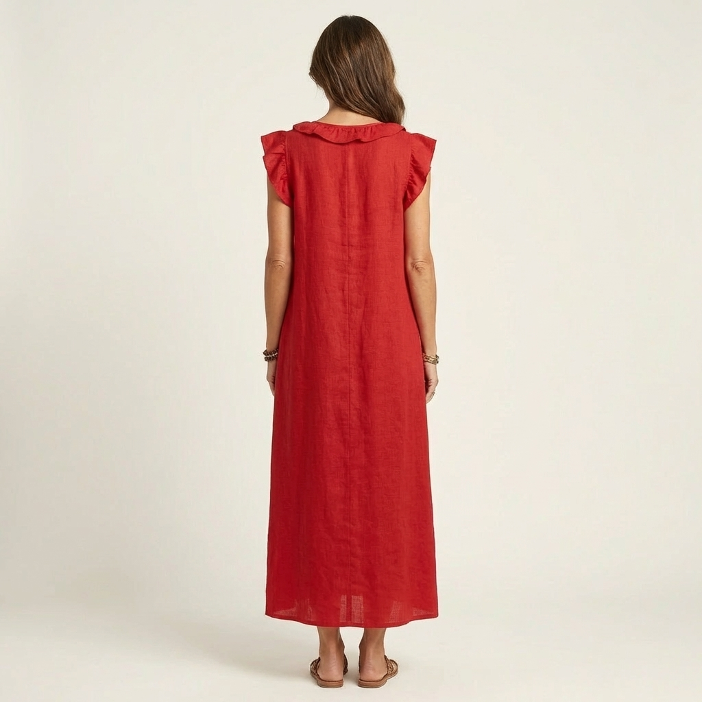 Mafalda | Vestido maxi con volante y escote en V