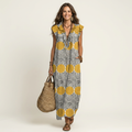 Olimpia | Vestido maxi con volante y escote en V