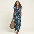 Dorotea | Vestido maxi con volante y escote en V