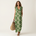 Nunzia | Vestido maxi con volante y escote en V