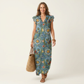 Miranda | Vestido maxi con Volante y escote en V