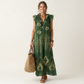 Gianna | Vestido maxi con volante y escote en V