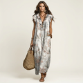 Emanuela | Vestido maxi con Volante y escote en V